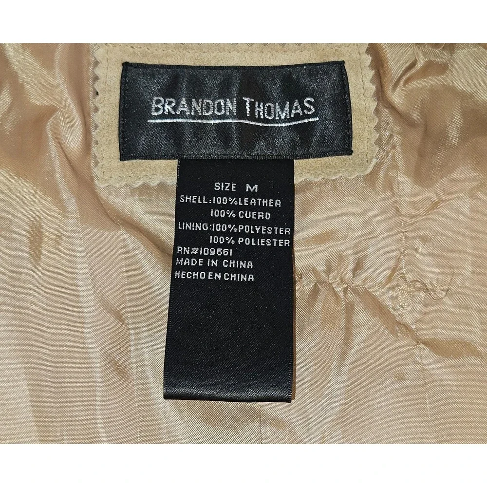 VTG Brandon Thomas Luxury Women's 100% Leather Jacket Suede Sz‎ M BTan Button up